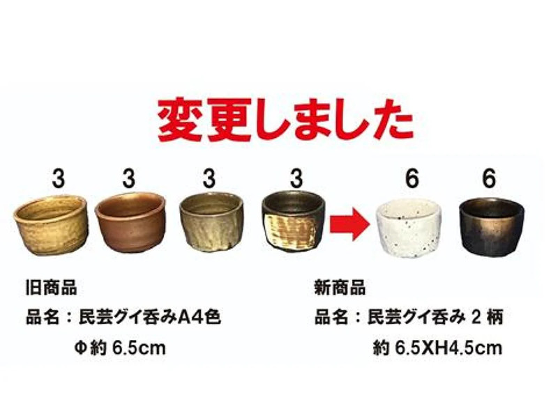 民芸グイ呑み２柄　約６．５ｘＨ４．５ｃｍ